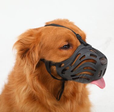 Нашийник-маска для собак, м'який силіконовий нашийник проти гавкіт та гризіння, дихаюча конструкція, підходить для дресирування великих агресивних собак (Чорний, XL)