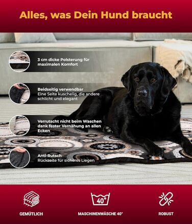 Підстилка для собак HS-Hundebett® XS (45x65 см) – неслизька та затишна з наповнювачем 3 см – ідеально для дивану, авто та переноски – виготовлено в Німеччині