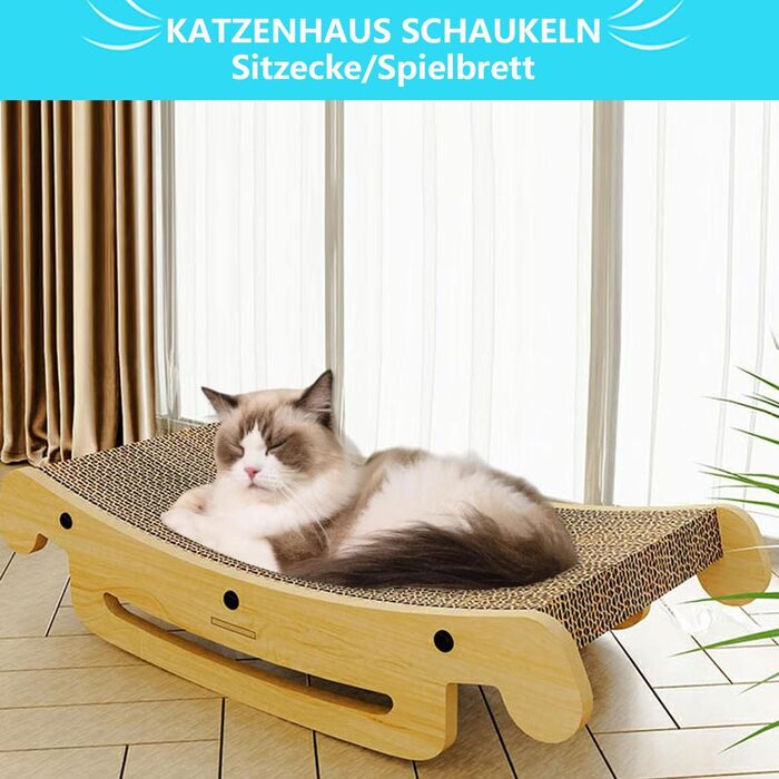 Кігтеточка для котів L-подібної форми, настінний монтаж, 60 см, вертикальна/горизонтальна, з іграшкою-кулькою, економія місця, міцна конструкція для котів, що живуть у приміщенні (Lounge 50CM)