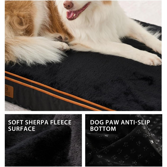 Ортопедичний лежак для собак з пінополіуретану, середній, вологостійкий, знімний чохол, сірий (30' x 20' x 5')