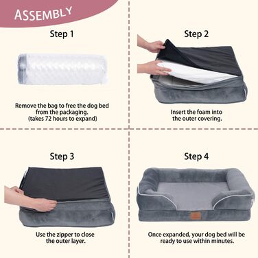 Ортопедичне ліжко для собак середніх порід, Преміум, з піною Egg Foam, додаткова петля для утримання, водонепроникний внутрішній чохол, собаче ліжко, подушка для собак, м'яке, знімний та пральний чохол, 89 x 63 x 17 см XL