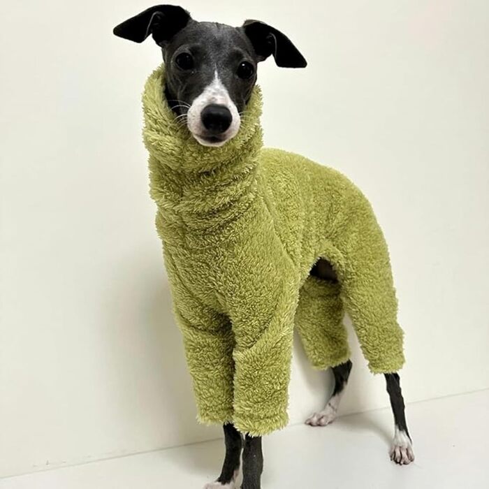Флісовий костюм-комбінезон для собак, теплий зимовий піжамний костюм з ніжним флісом, італійський стиль, для грейхаундів та собак середніх розмірів (колір коричневий, розмір 9#)