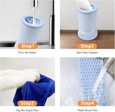 Електричний очищувач лап для домашніх тварин: автоматичний мийний набір з акумулятором, м'яка силіконова щітка для собак та котів. Білий