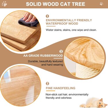 Великий котячий будиночок з подряпальником 190 см - стабільний дерев'яний комплекс для котів з посиленою колоною з сизалю, великим сплетеним будиночком, 3 оглядовими платформами та просторою капсулою, для великих котів