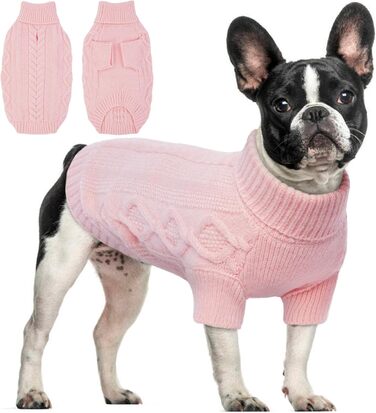 Теплий пуловер для собак середнього розміру з отвором для повідка, рожевий (L)