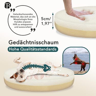 Ортопедичне ліжко для собак і котів, 60 см, кругле, memory foam, пухнасте, світло-сіре, для малих порід, пране