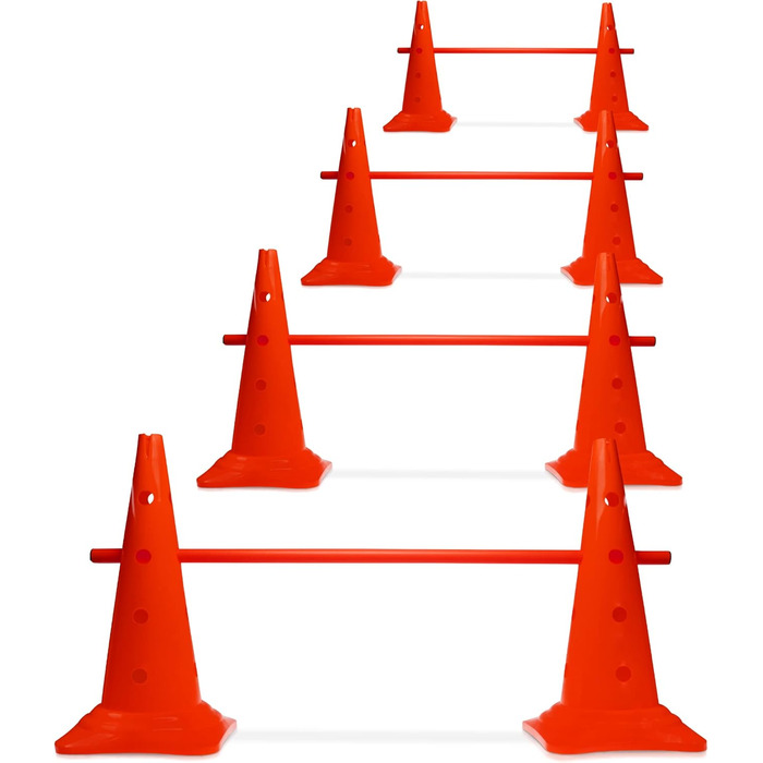 Набір перешкод для аджиліті Sportikel24 (4 шт.) – 50 см, з штангами 100 см – для собак, коней, дітей – червоний