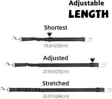 Автомобільний поводок для собак: регульований, еластичний, безпечний, 2 шт. (чорний)