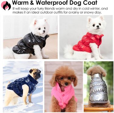 Зимовий одяг для собак AOFITEE: тепла водонепроникна жилетка з флісу для малих та середніх собак (Large, Marineblau)