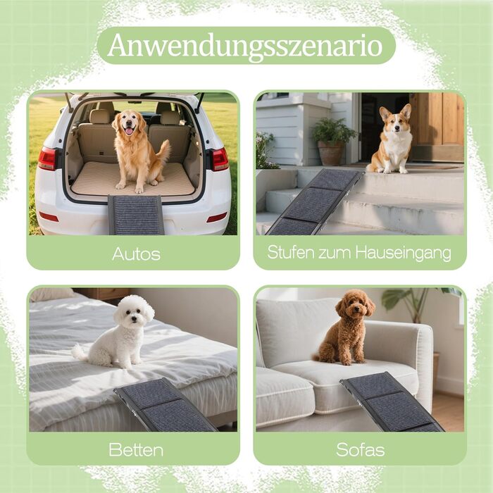 Східці для собак Hunderampe: розкладні, довгі, з антиковзким килимком, до 110 кг, для авто, SUV, позашляховиків, вантажівок, 170×44 см