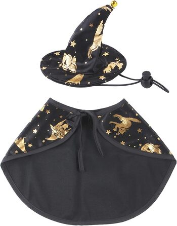 Костюм на Хелловін для собак та котів: плащ відьми та капелюх. Розмір M