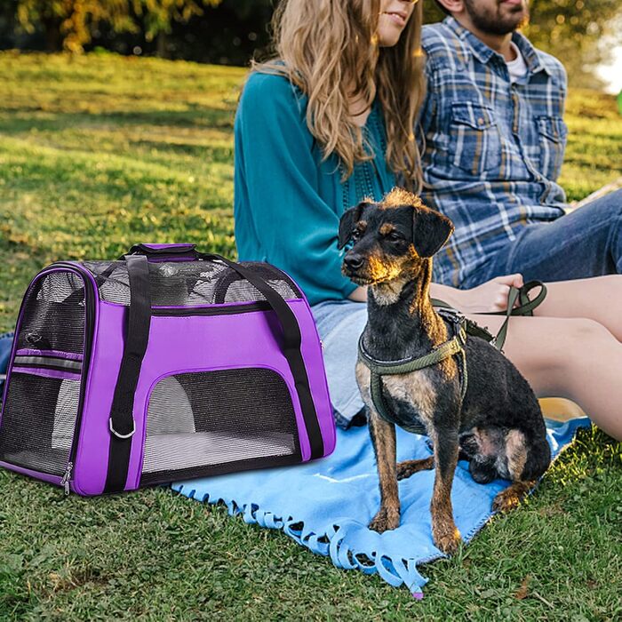 Переноска для тварин Galatée, переноска для собак та котів, дихаючий матеріал, для подорожей, складана, фіолетовий (M)