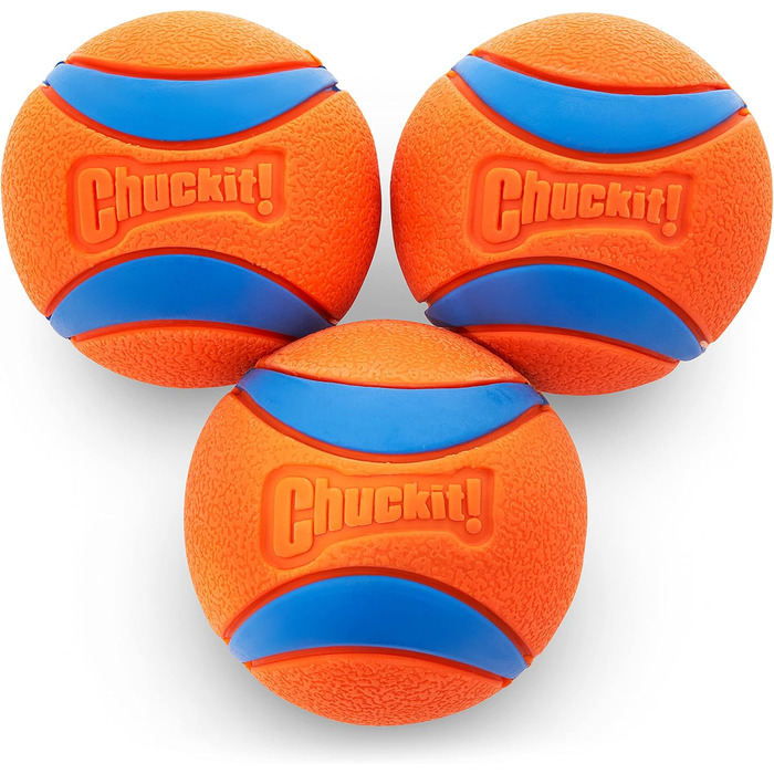 Chuckit! Ultra Ball – іграшковий м'яч для собак, міцний гумовий, високий відскок, плаваючий, сумісний з пусковим пристроєм, 3 шт, розмір M
