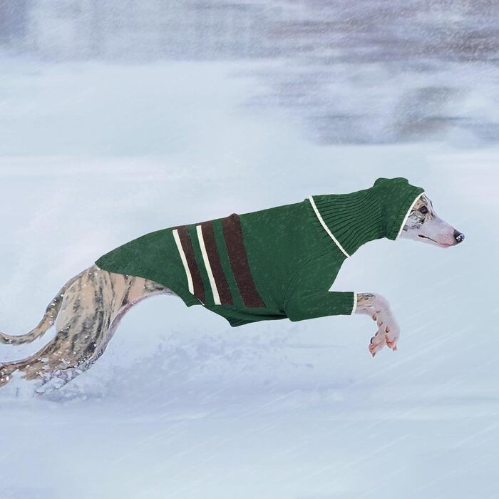 Зимний пуловер для породистих собак (Грейхаунд, Лурчер) - теплий, м'який, армійного кольору (M)