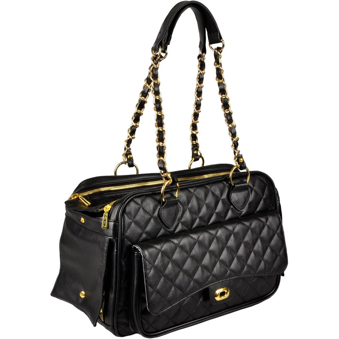 Сумка для собак Gigi чорна – 40x22x28 см – штучна шкіра, з подушкою, безпечна, з вентиляцією, для перенесення