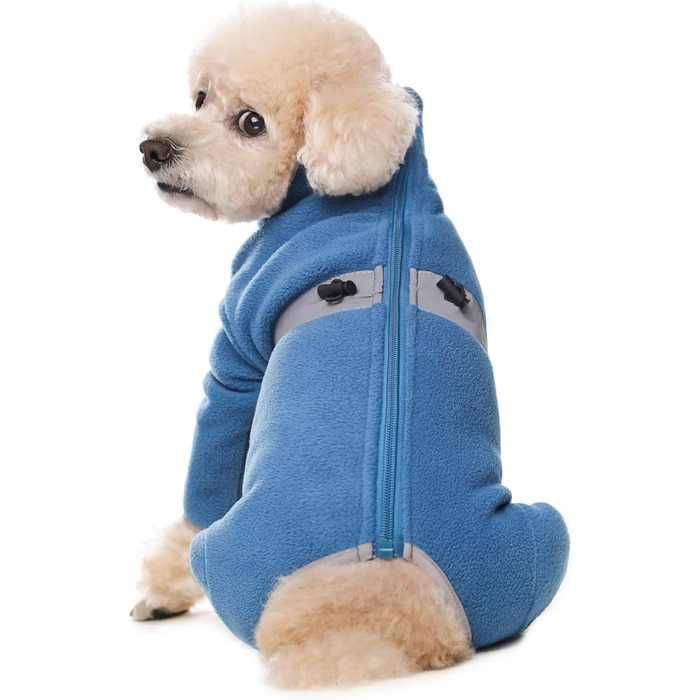 Теплий флісовий одяг для собак, зимовий, з довгим рукавом, для чотирилапих, регульований, для собак маленьких та середніх розмірів, розмір XL (блакитний)