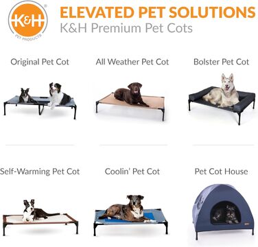 Підняте вуличне ліжко для собак K&H PET PRODUCTS, охолоджуюче, з дихаючою сіткою, знімний чохол, металевий каркас, для середніх порід, портативне
