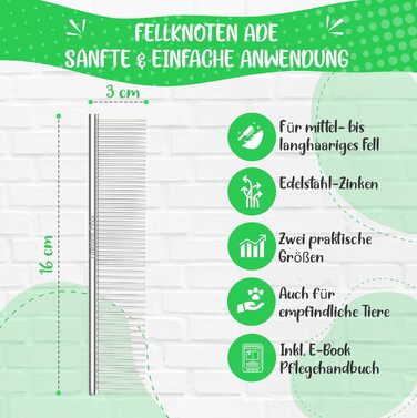 Зубна щітка для собак та котів з захисними нопочками - видаляє підшерсток, ковтунці та вузли. Ідеально підходить для догляду за довгошерстими породами, такими як кокапу, пудель. Розмір S, професійний гребінь для щоденного догляду за шерстю.