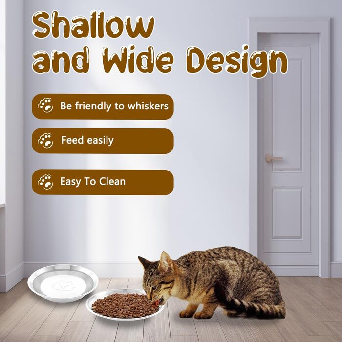 Миски для котів з нержавіючої сталі, 17,3 см, для кошенят та дрібних тварин, 2 шт.