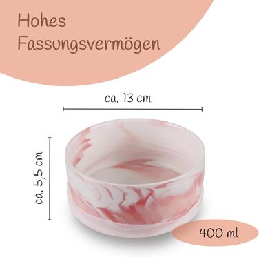 Набір мисок для собак з кераміки 2 шт. (400 мл) - для маленьких та великих собак, з антиковзною основою, придатні для миття в посудомийній машині, рожевий колір