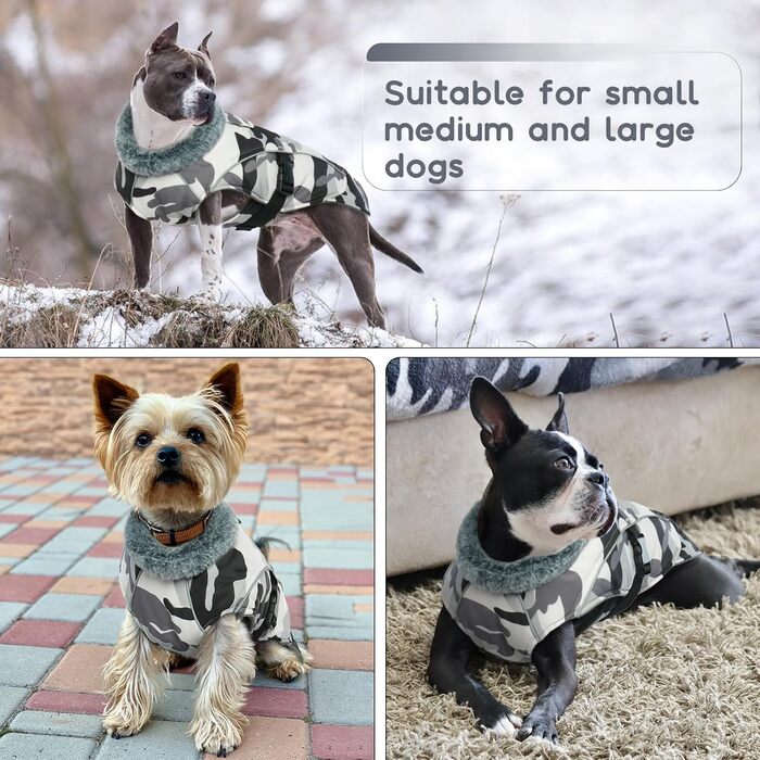 Водонепроникна куртка для собак XL, зимовий одяг для великих собак, флісова жилетка для собак (Камуфляж, XL)