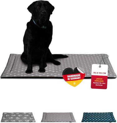 Літня подушка для собак HS-Hundebett® з бавовни з наповнювачем та антиковзким покриттям XS – М'яка подушка для собак на літо – Пральна та довговічна – Легка літня подушка для собак – Виготовлено в Німеччині (Акор, 95x135 см)