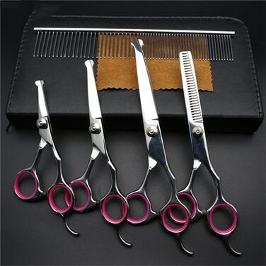 Набір професійних ножиць для грумінгу собак та котів, 4.5-6.5 дюймів, з безпечними закругленими кінцями, рожевого кольору