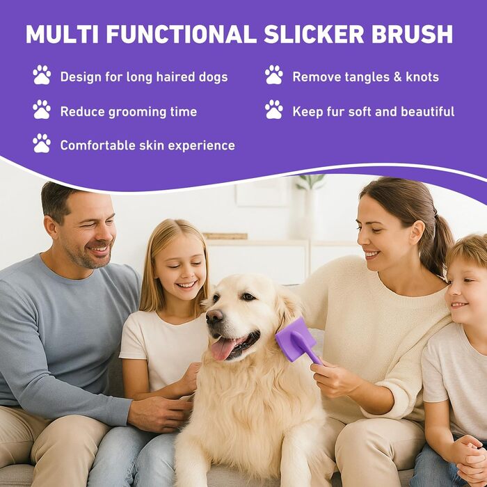 Щітка для грумінгу собак золотистих пуделів, щітка для пуделів, щітка для собак з маленькими гумовими наконечниками, аксесуари для Golden Doodle, гребінець Dematting з довгими зубцями для довгошерстих собак (великий)