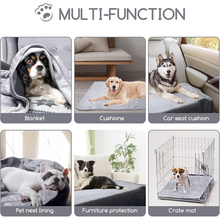 М'яка флісова ковдра для собак Nobleza, 160x100 см, сіра. Пральна, тепла, для домашніх тварин