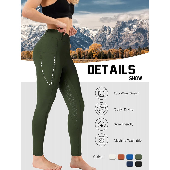 Жіночі штани для верхової їзди DMVOD з силіконовим зчепленням - зручні та стильні рейтузи для жінок (зелений, XS)