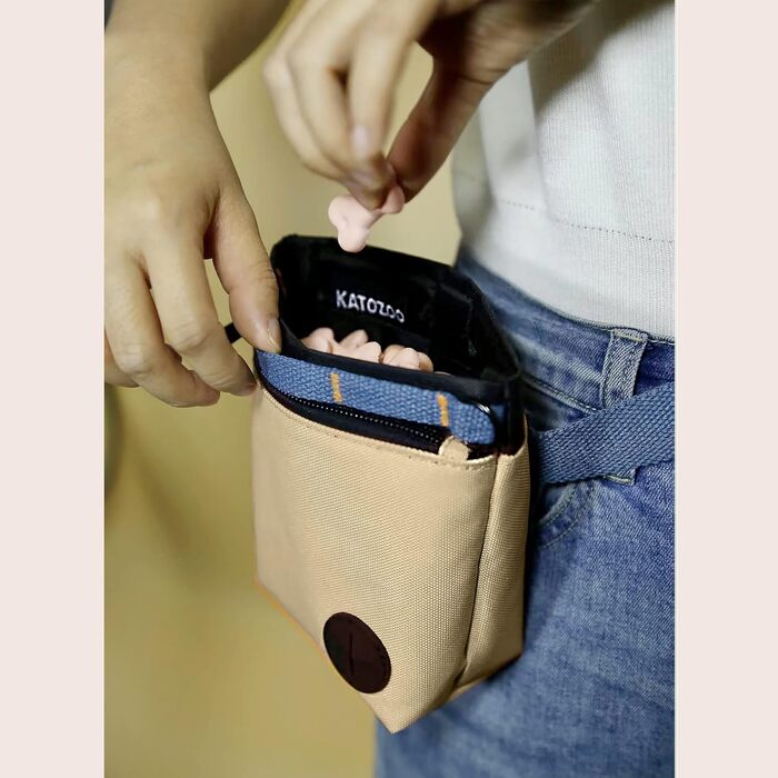 Сумка для ласощів для собак з клікером для дресирування, набір для дресирування собак, магнітна застібка, навчання без рук (Хакі)