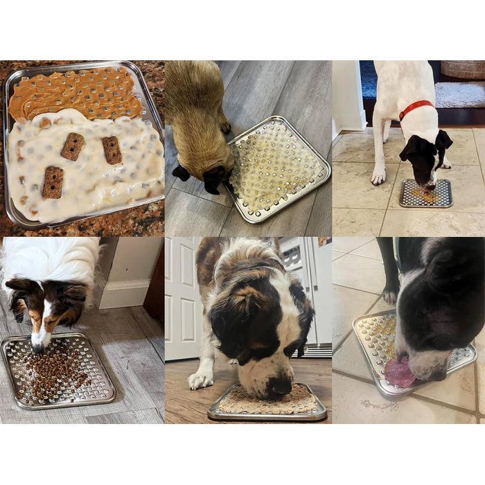 Лежак-міска для собак та котів з нержавіючої сталі, Slow Feeder, зменшує тривожність, антиковзаюча основа, для сирого харчування, миється в посудомийній машині [Великий - 1 шт.]