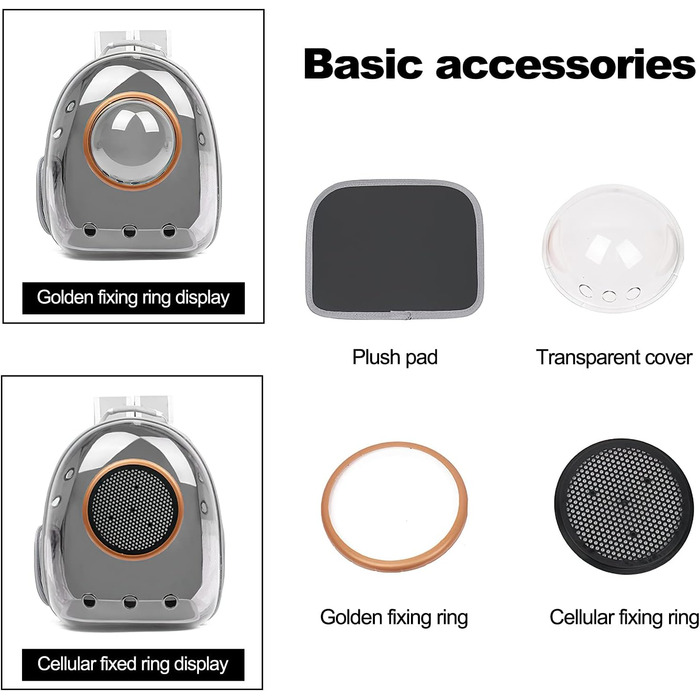 Рюкзак для кота/собаки Galatée, переноска для домашнього улюбленця, водонепроникний, прозорий, чорний, 35*45*28 см