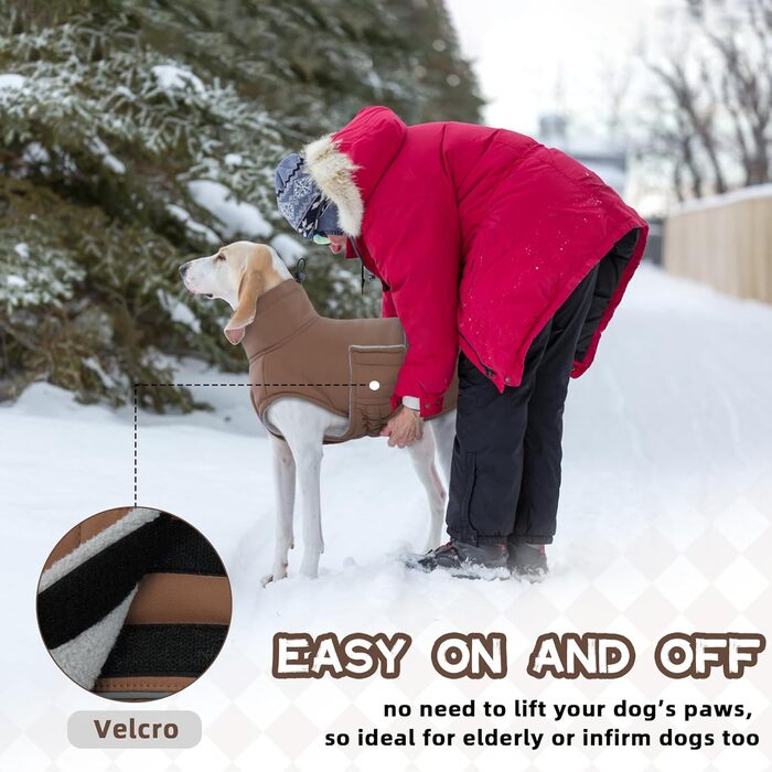 Теплий зимовий одяг для собак Французького бульдога, Мопса, Весті: тепла куртка з отвором для шлейки (Колір: Коричневий, Розмір: M)