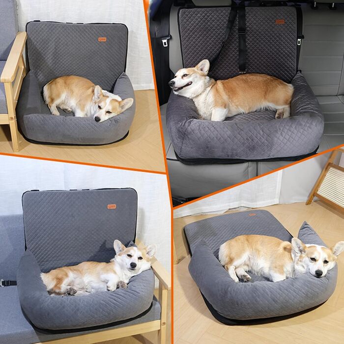 Автокрісло для собак на заднє сидіння, автосидіння для тварин, миється, для маленьких та середніх собак, переноска для собак з неслизьким покриттям та ременем безпеки, рожевий колір