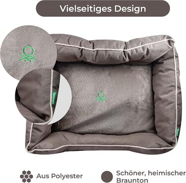 Ліжко для собак Benetton, коричневе, 90x70x28 см, ергономічне, знімний чохол