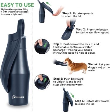 Водяна пляшка для собак, 765 мл, нержавіюча сталь, без витоку - ідеально для прогулянок, подорожей та активного відпочинку