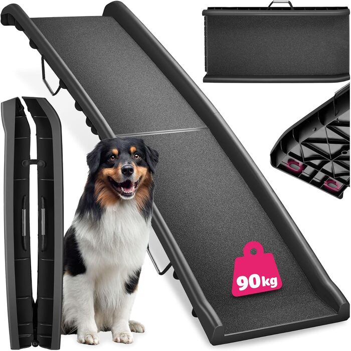 Рампа для собак tectake®: складана, протиковзна, до 90 кг, захист багажника авто, для підйому на ліжко, диван, сходи