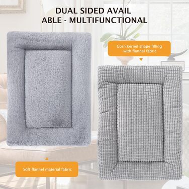 М'яке та тепле ліжко для собак - килимок-матрац для домашніх тварин, зручне, двостороннє, легко миється, PS085 (106x71 см, сірий)