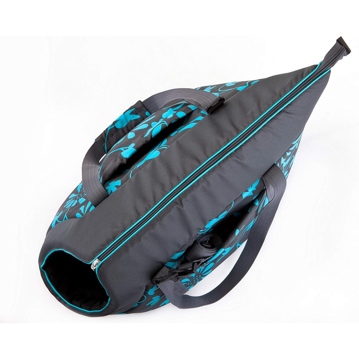 Транспортна сумка для собак і котів до 5 кг - практична переноска для тварин (20 x 42 x 22 см, блакитна з рослинним орнаментом)