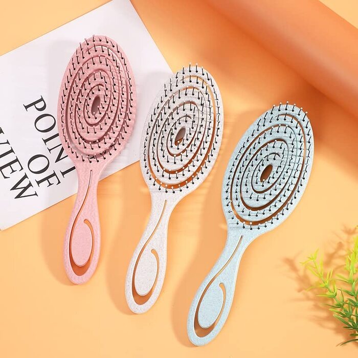 Бурштук для собак, щітка для розплутування шерсті, ергономічна ручка, для вологого та сухого догляду за шерстю, легка щітка для тварин (Блакитна)