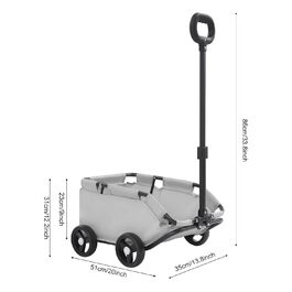 Візок для собак, складаний, Mini, сірий. Візок-хазяйка для маленьких собак та дітей, для подорожей, з регульованою ручкою, 53-76 см, кут 45°, до 7.5 кг, 86x51x35 см