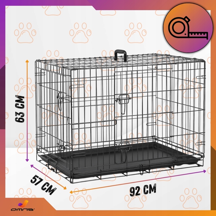 Металева транспортна клітка для собак Omna, 92x57x63 см