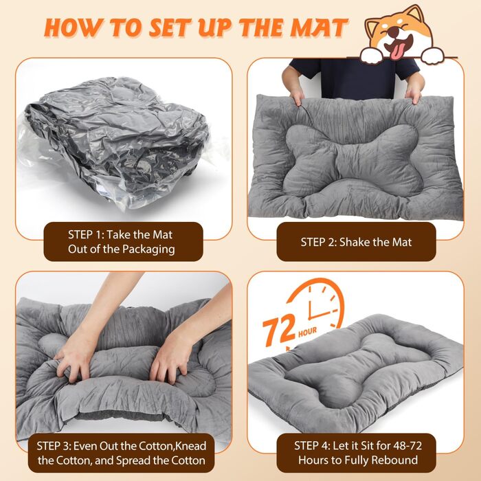 Nobleza Лежанка для собак великих порід, м'яка, нековзна, миється, дихаюча, 130x100x13 см, сіра