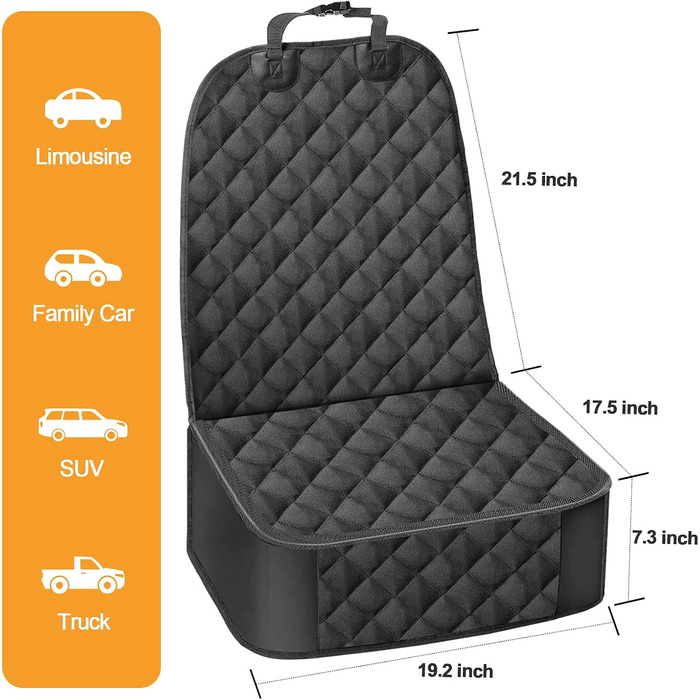 Чохол на переднє сидіння для собак, міцний, з ременем безпеки, водовідштовхуючий, з боковими клапанами, для авто, вантажівок, SUV