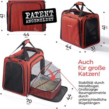 Транспортна переноска для котів You Decide Munich Cat Premium Suite LX (червона) з туалетом, складна