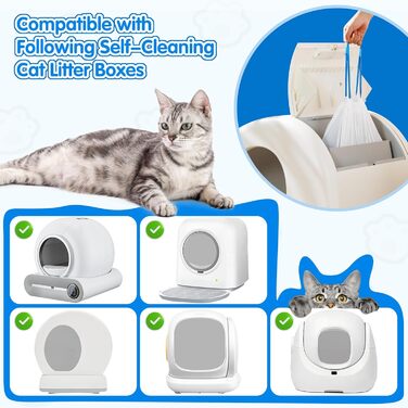 Підкладки для котячого туалету самоочищення, сумісні з MeoWant MW-SC01, MW-SC02, з шнурком, міцні контейнери для сміття, 45 x 50 см, 120 шт.