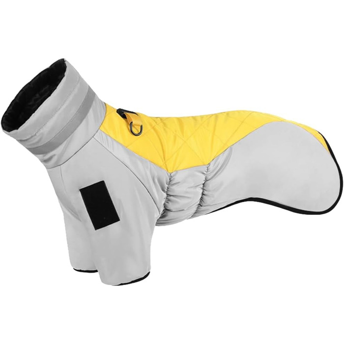 Зимовий теплий куртка для собак з D-початком, флісова підкладка, вітронепроникний, для маленьких, середніх та великих собак (Сірий/Жовтий, XL)