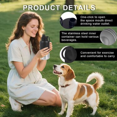 Водяна пляшка для собак Ruioomeep з мисками для води та їжі, з нержавіючої сталі, для подорожей, прогулянок та активного відпочинку