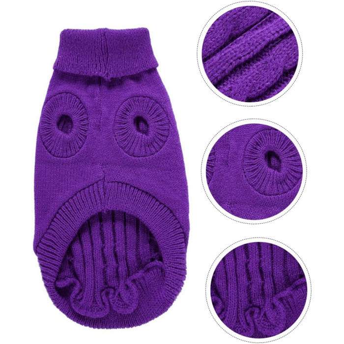 Пов'язка на голову для собак POPETPOP з акрилових волокон, тепла, для зими, миється, багаторазова (S, фіолетовий)